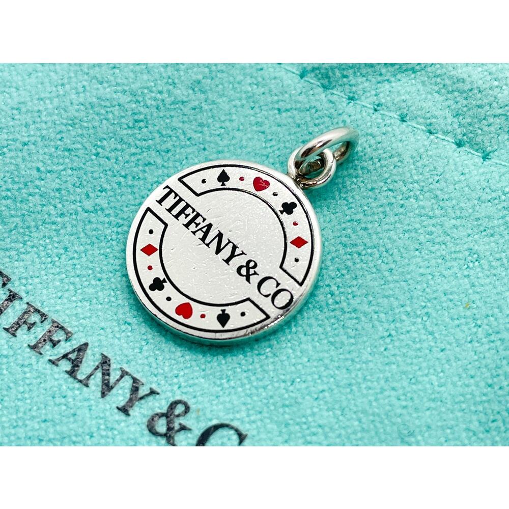 Tiffany & Co. Sterling Silver Black & Red Enamel Las Vegas Poker Chip Charm